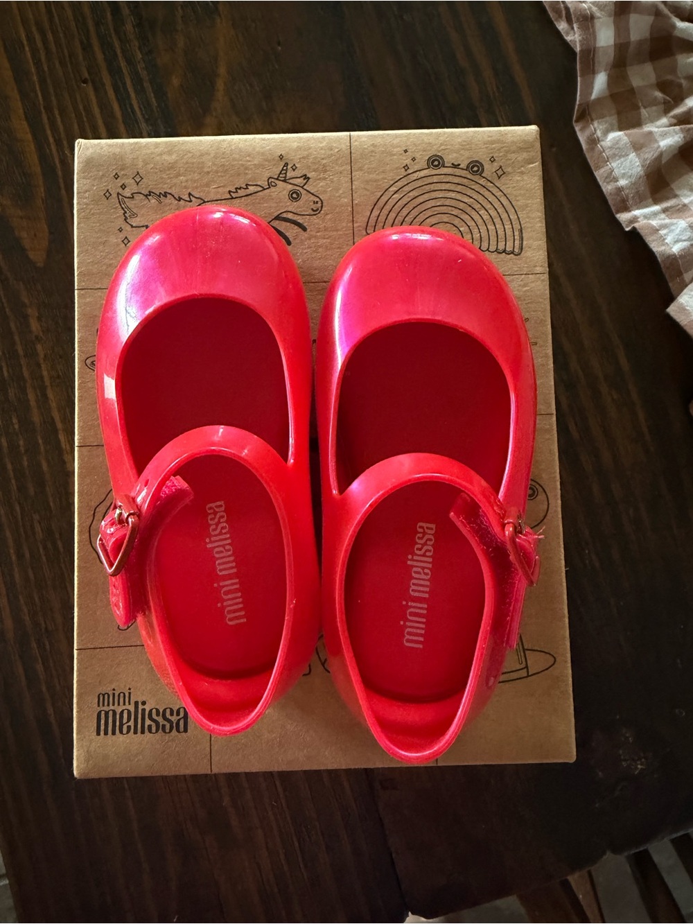 Mini Melissa Bright Red Glossy Mary Jane Flats